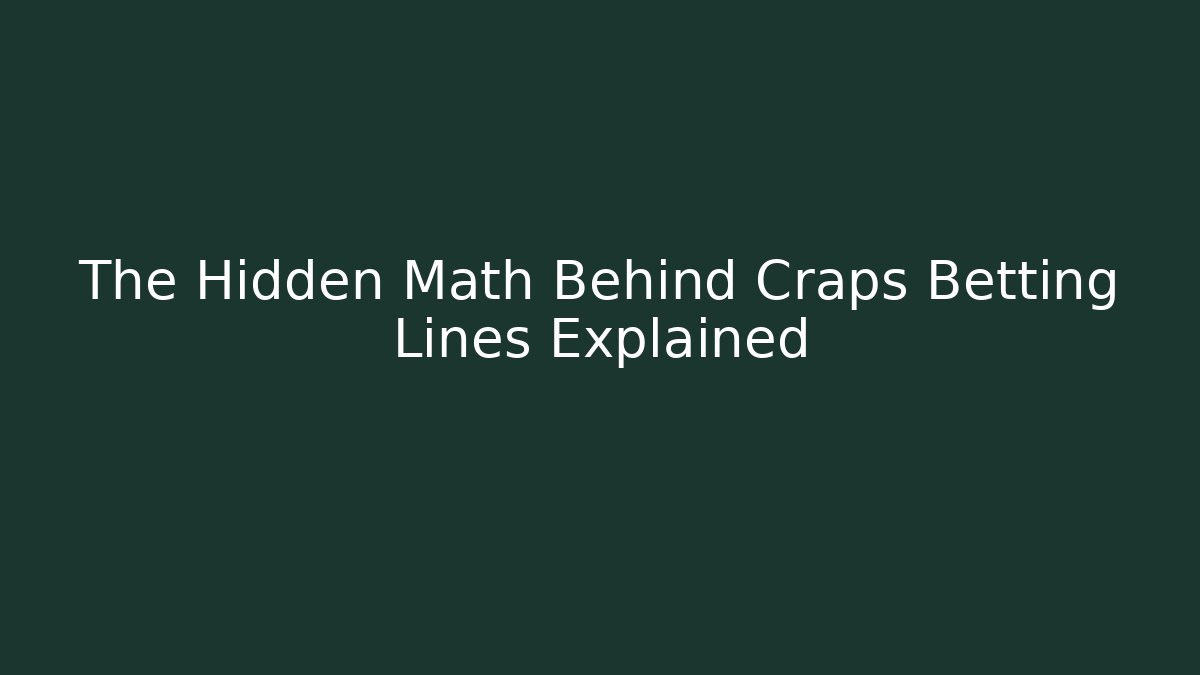 The Hidden Math Behind Craps Betting Lines Explained