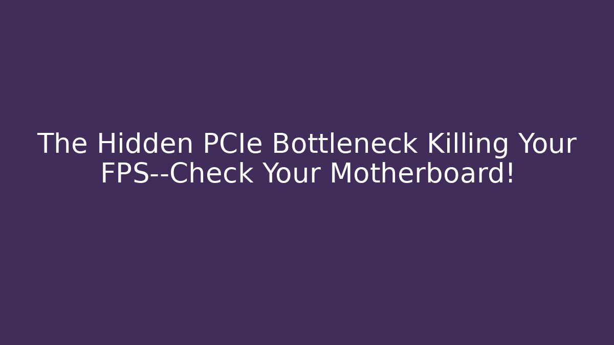 The Hidden PCIe Bottleneck Killing Your FPS—Check Your Motherboard!