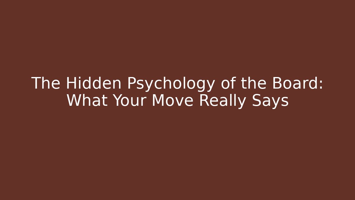 The Hidden Psychology of the Board: What Your Move Really Says