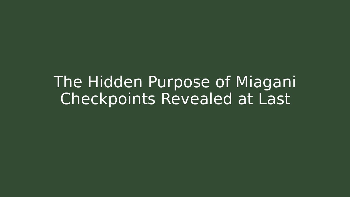 The Hidden Purpose of Miagani Checkpoints Revealed at Last
