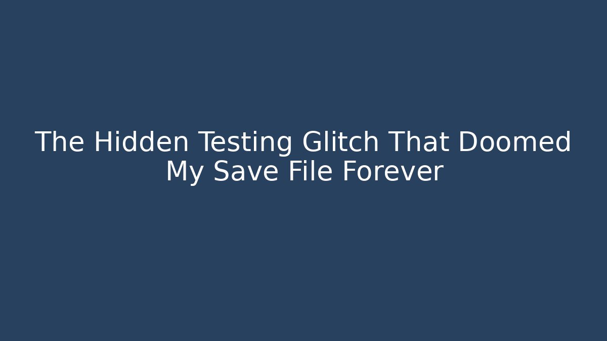 The Hidden Testing Glitch That Doomed My Save File Forever - Create More Assets