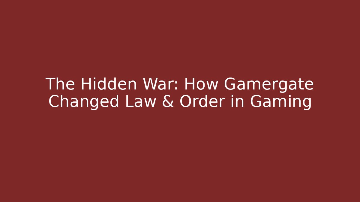 The Hidden War: How Gamergate Changed Law & Order in Gaming