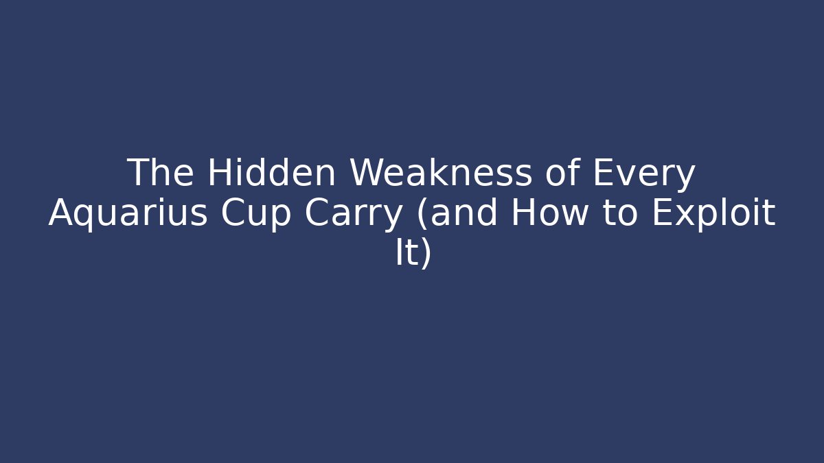 The Hidden Weakness of Every Aquarius Cup Carry (and How to Exploit It)
