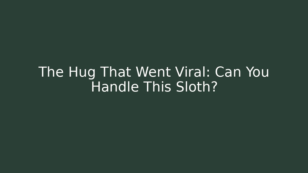 The Hug That Went Viral: Can You Handle This Sloth?