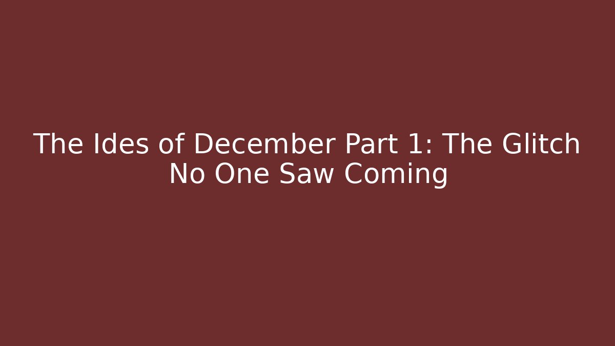 The Ides of December Part 1: The Glitch No One Saw Coming