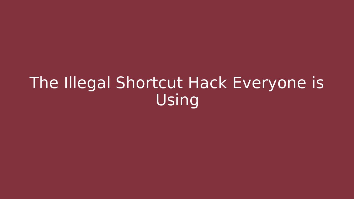 The Illegal Shortcut Hack Everyone is Using - Create More Assets