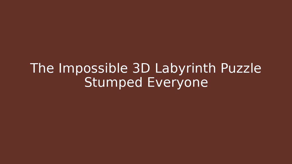 The Impossible 3D Labyrinth Puzzle Stumped Everyone