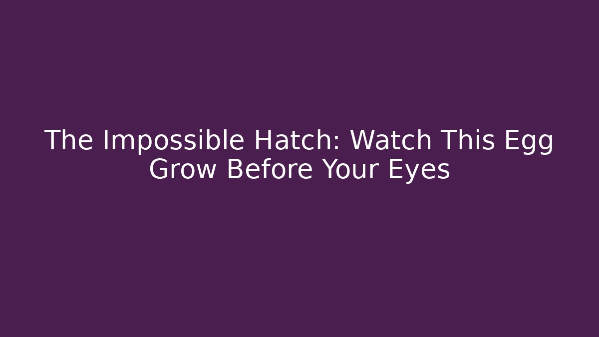The Impossible Hatch: Watch This Egg Grow Before Your Eyes
