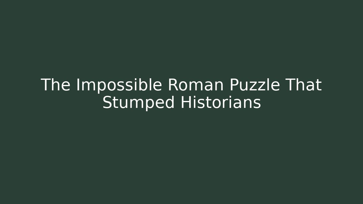 The Impossible Roman Puzzle That Stumped Historians