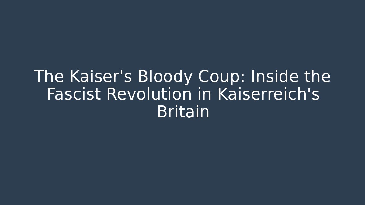 The Kaiser's Bloody Coup: Inside the Fascist Revolution in Kaiserreich's Britain