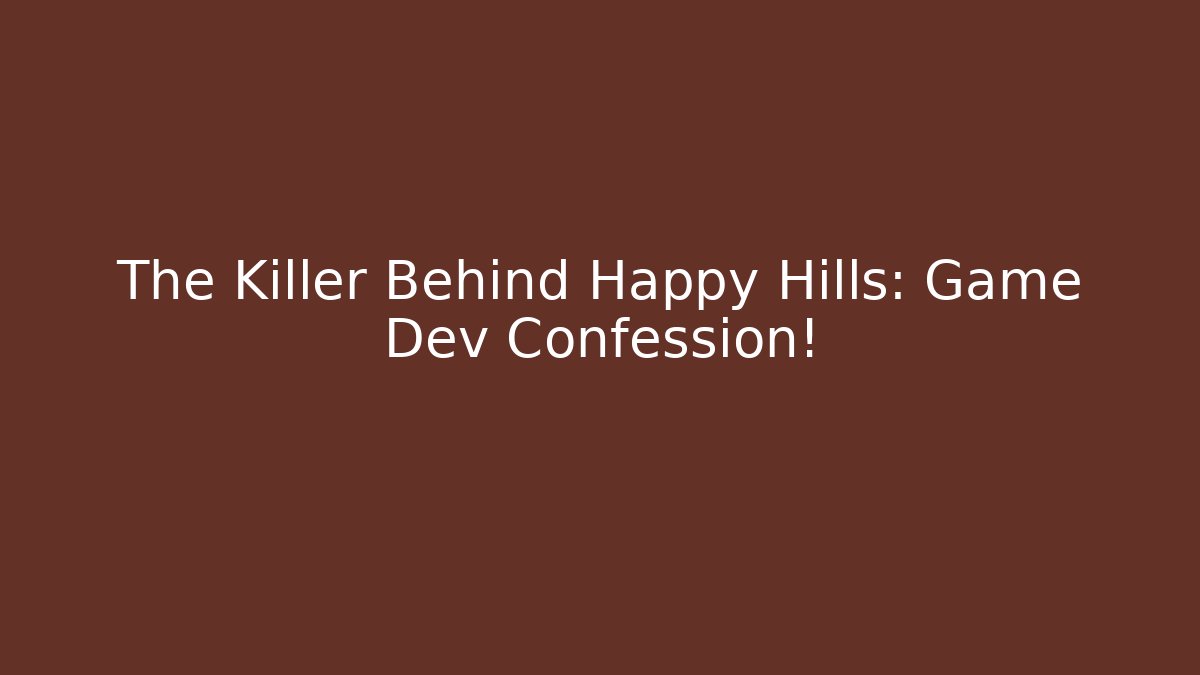 The Killer Behind Happy Hills: Game Dev Confession!
