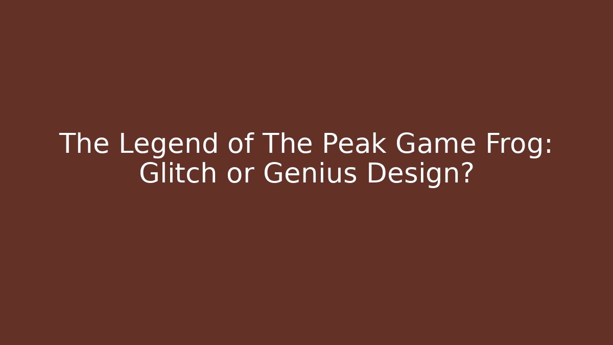 The Legend of The Peak Game Frog: Glitch or Genius Design?