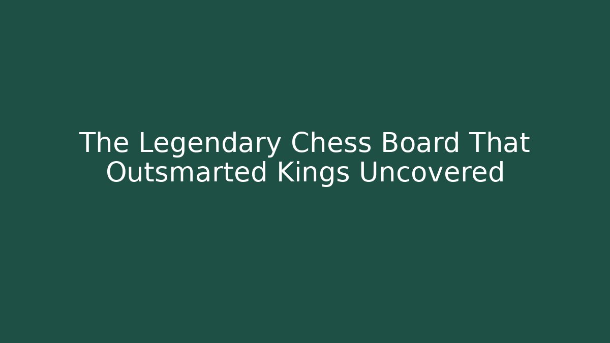 The Legendary Chess Board That Outsmarted Kings Uncovered