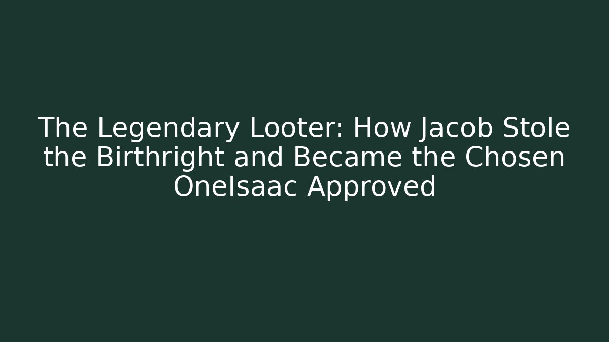 The Legendary Looter: How Jacob Stole the Birthright and Became the Chosen OneIsaac Approved