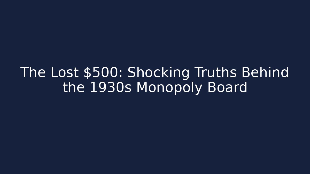 The Lost $500: Shocking Truths Behind the 1930s Monopoly Board