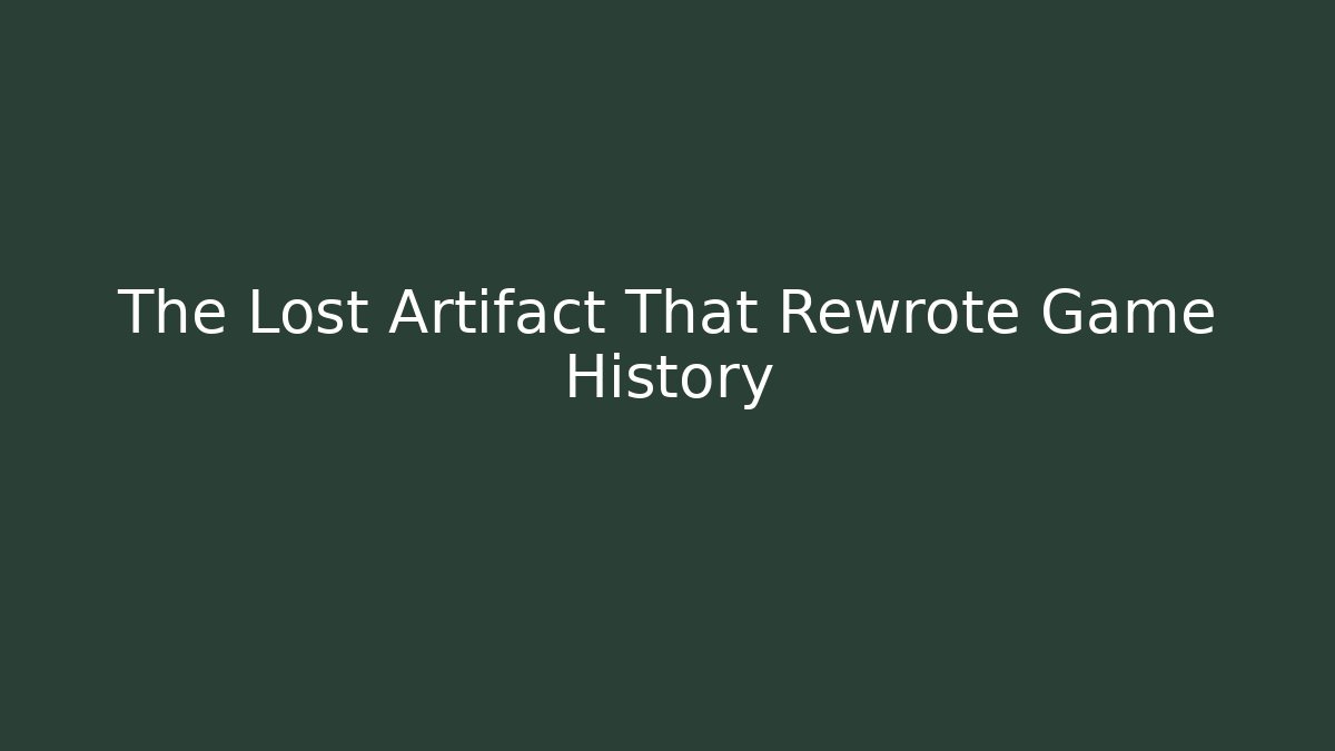 The Lost Artifact That Rewrote Game History