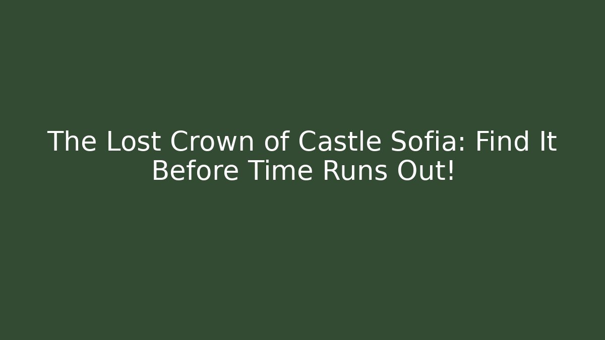 The Lost Crown of Castle Sofia: Find It Before Time Runs Out!