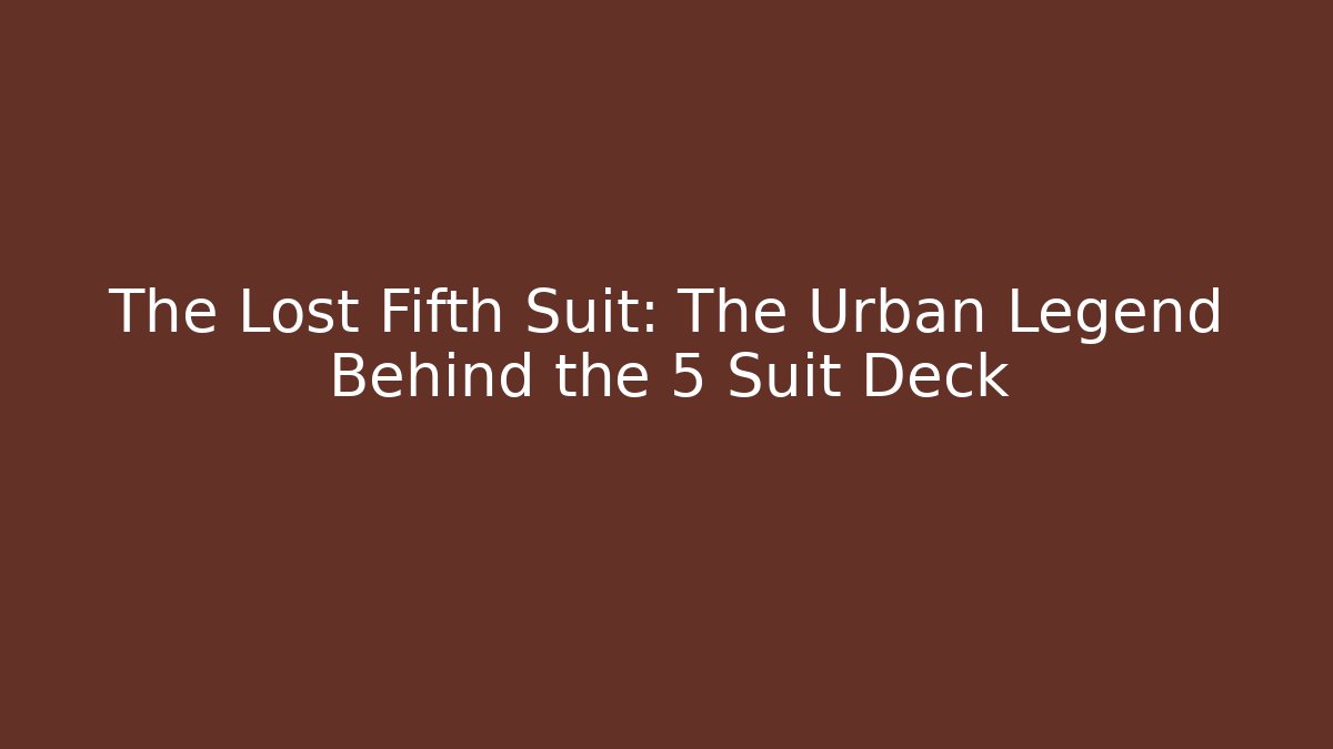 The Lost Fifth Suit: The Urban Legend Behind the 5 Suit Deck