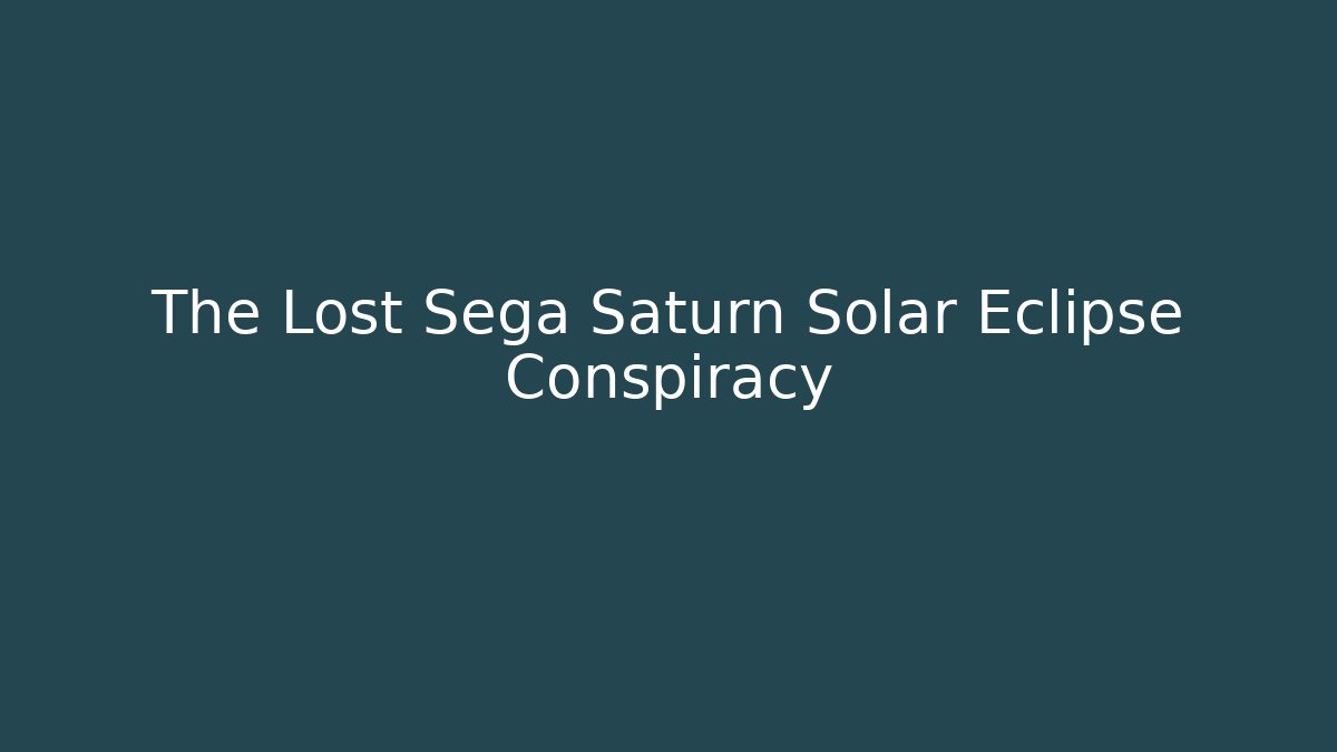 The Lost Sega Saturn Solar Eclipse Conspiracy - Create More Assets