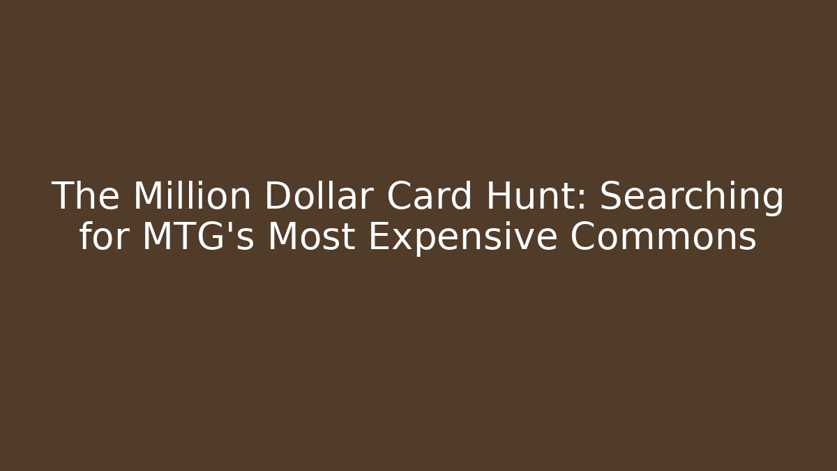 The Million Dollar Card Hunt: Searching for MTG's Most Expensive Commons