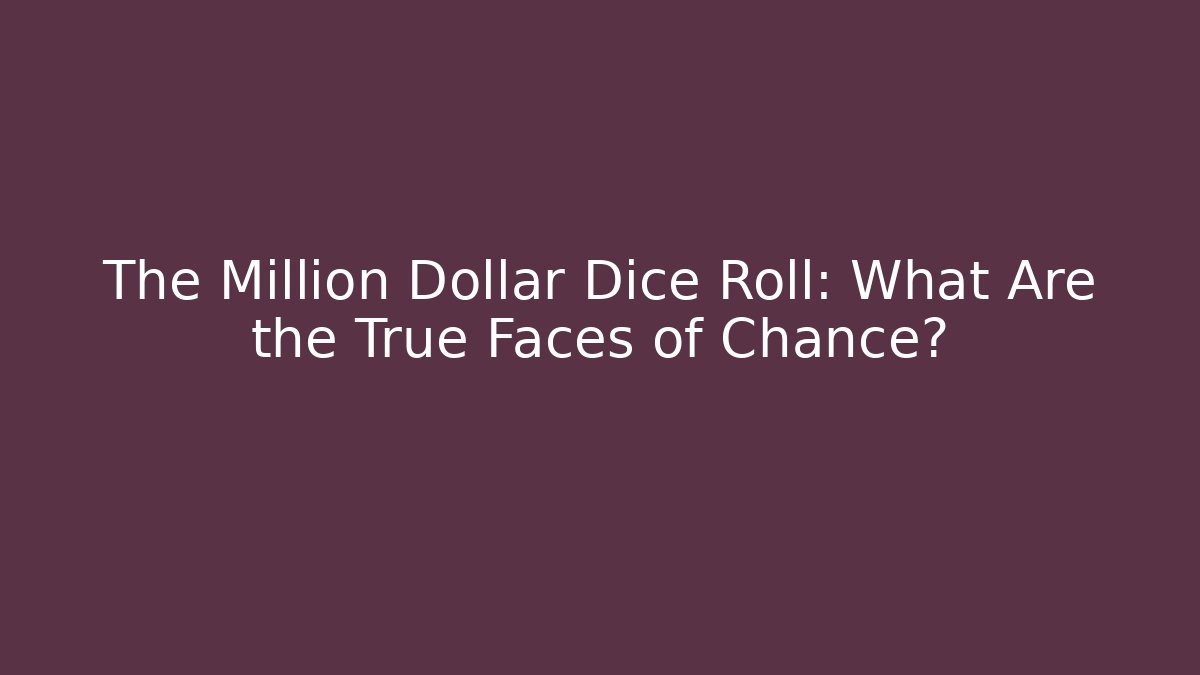 The Million Dollar Dice Roll: What Are the True Faces of Chance?