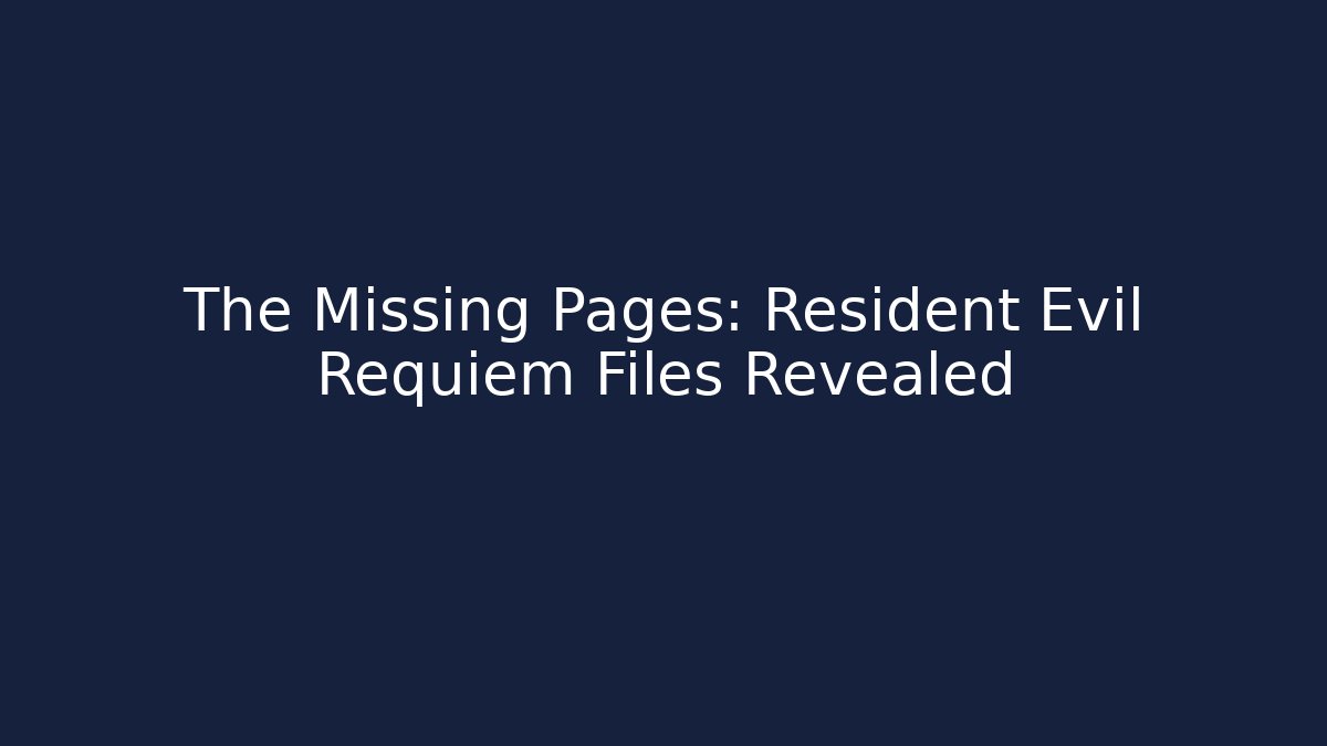 The Missing Pages: Resident Evil Requiem Files Revealed - Create More Assets