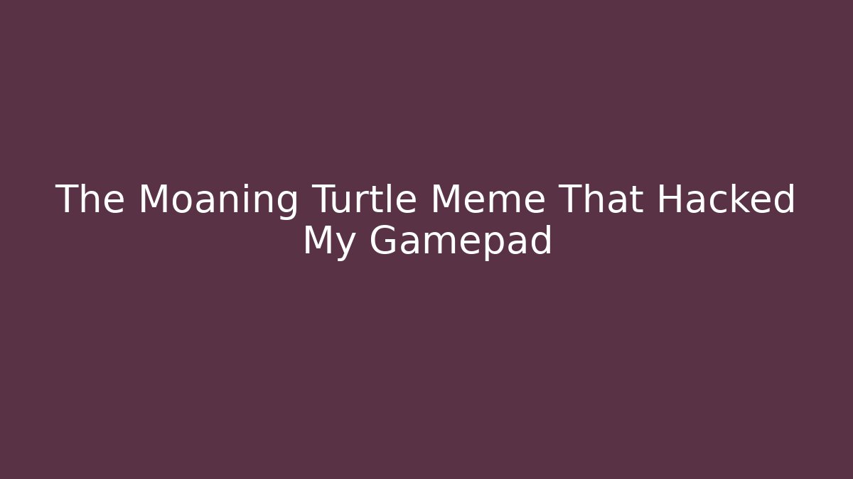 The Moaning Turtle Meme That Hacked My Gamepad