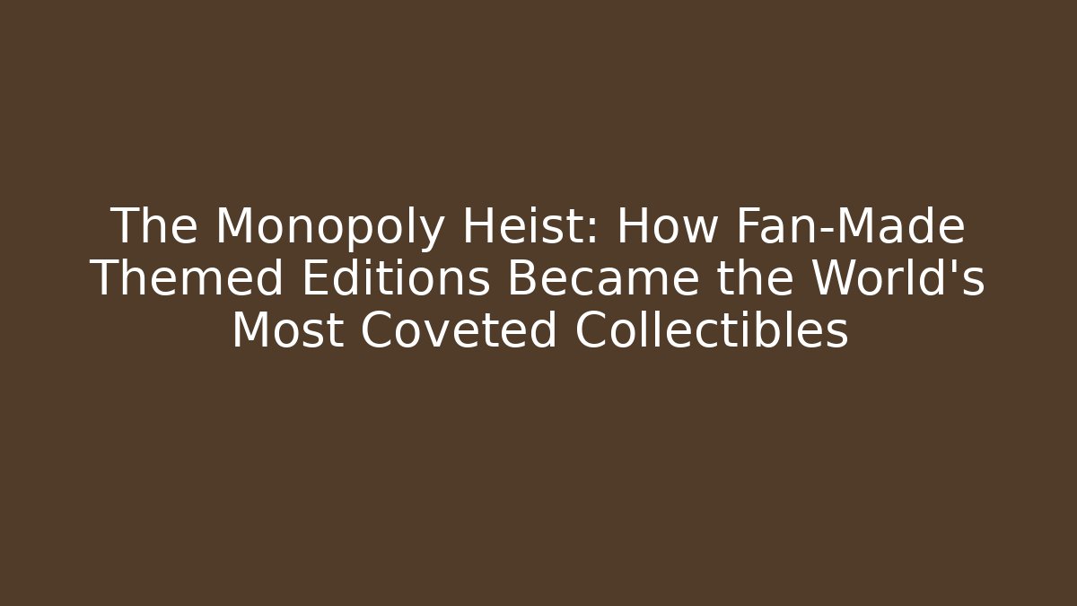 The Monopoly Heist: How Fan-Made Themed Editions Became the World’s Most Coveted Collectibles