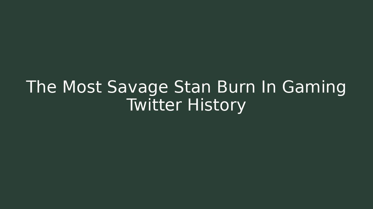 The Most Savage Stan Burn In Gaming Twitter History