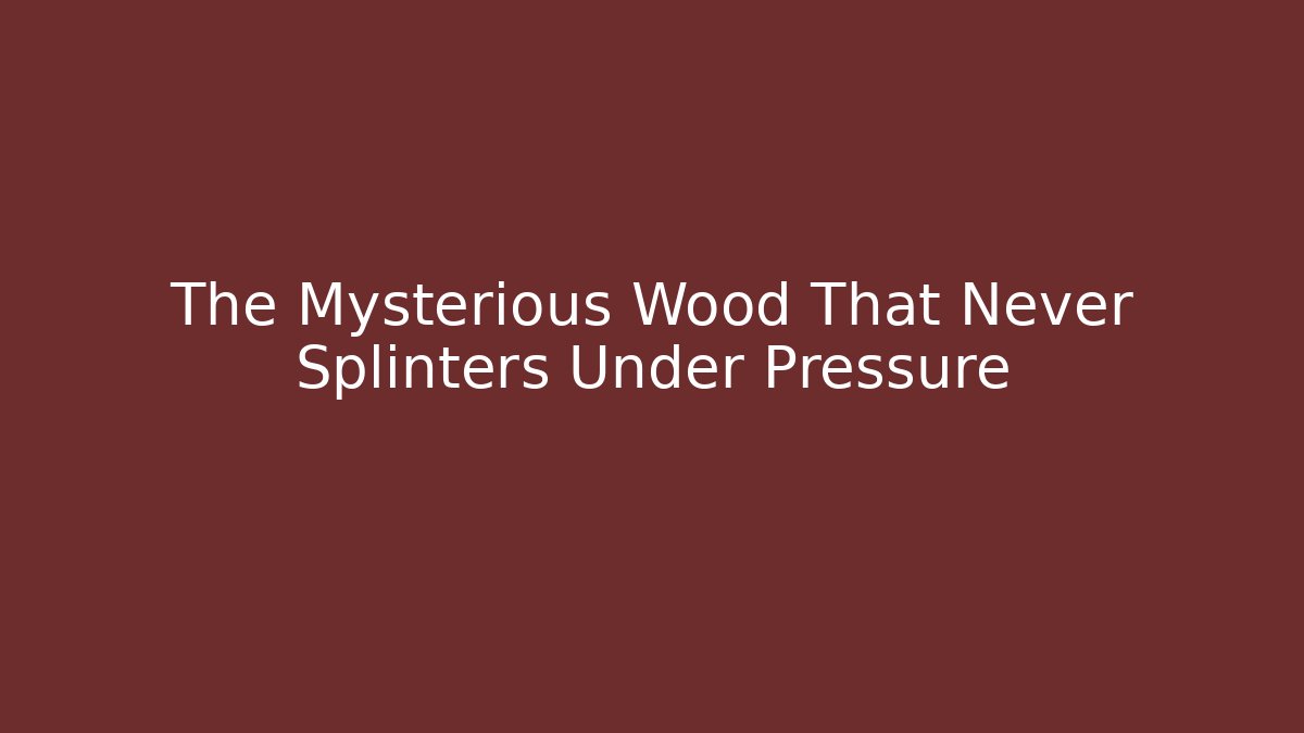 The Mysterious Wood That Never Splinters Under Pressure - Create More Assets