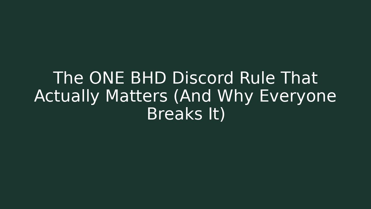 The ONE BHD Discord Rule That Actually Matters (And Why Everyone Breaks It)