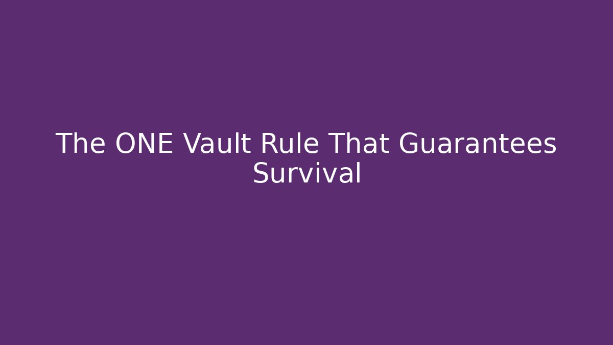 The ONE Vault Rule That Guarantees Survival - Create More Assets