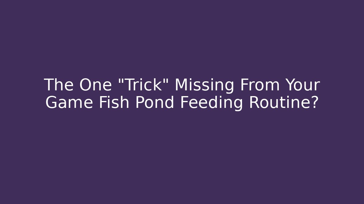 The One "Trick" Missing From Your Game Fish Pond Feeding Routine?