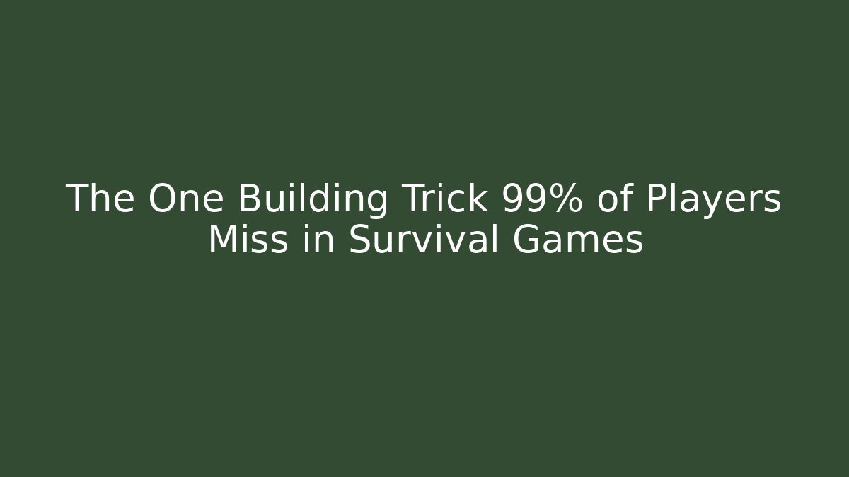 The One Building Trick 99% of Players Miss in Survival Games