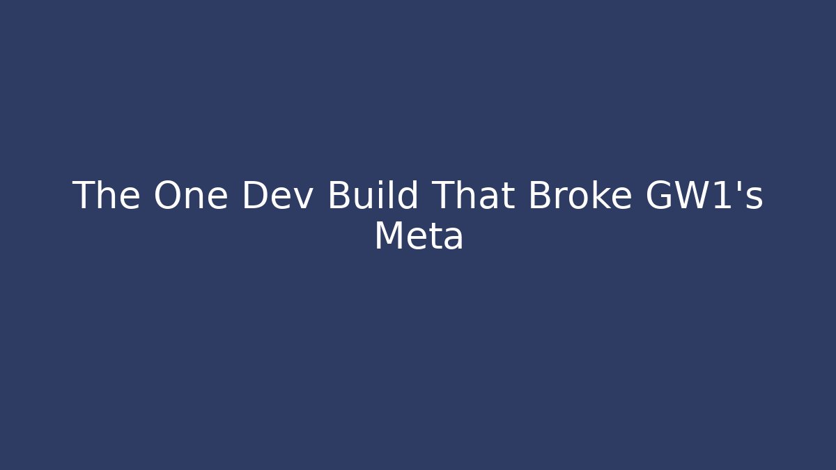 The One Dev Build That Broke GW1's Meta - Create More Assets