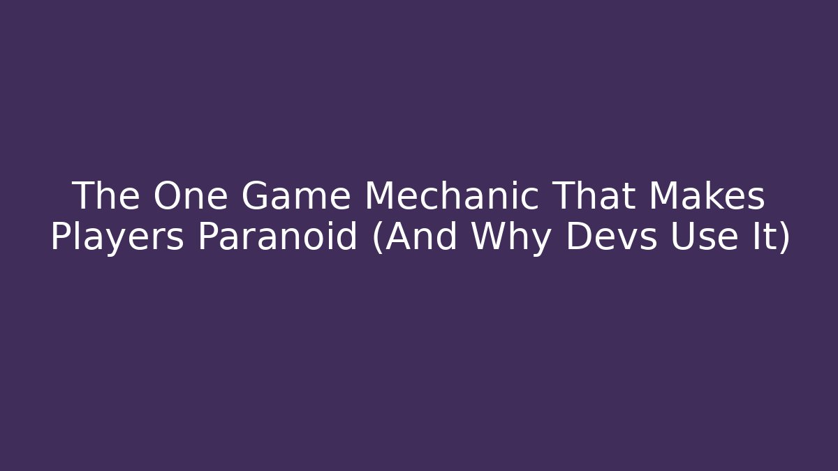 The One Game Mechanic That Makes Players Paranoid (And Why Devs Use It)