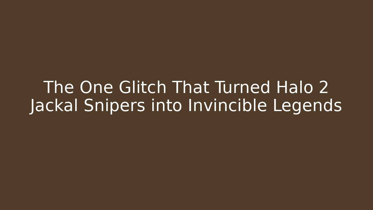 The One Glitch That Turned Halo 2 Jackal Snipers into Invincible Legends
