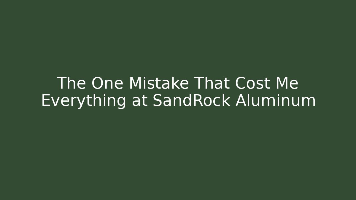 The One Mistake That Cost Me Everything at SandRock Aluminum