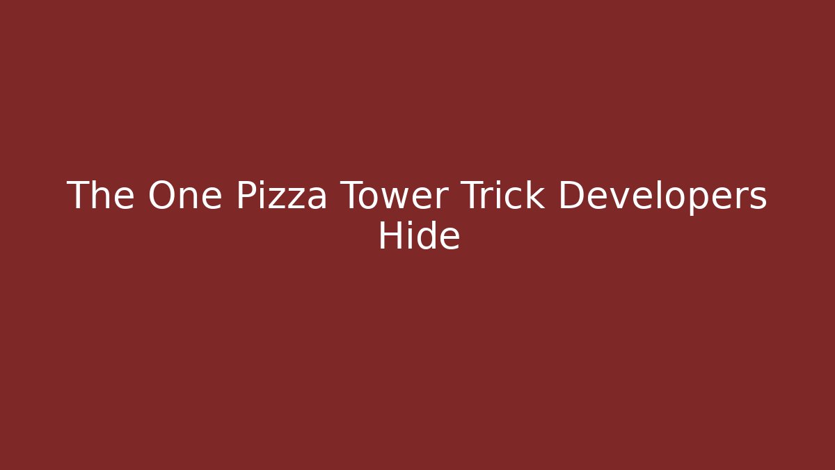 The One Pizza Tower Trick Developers Hide - Create More Assets