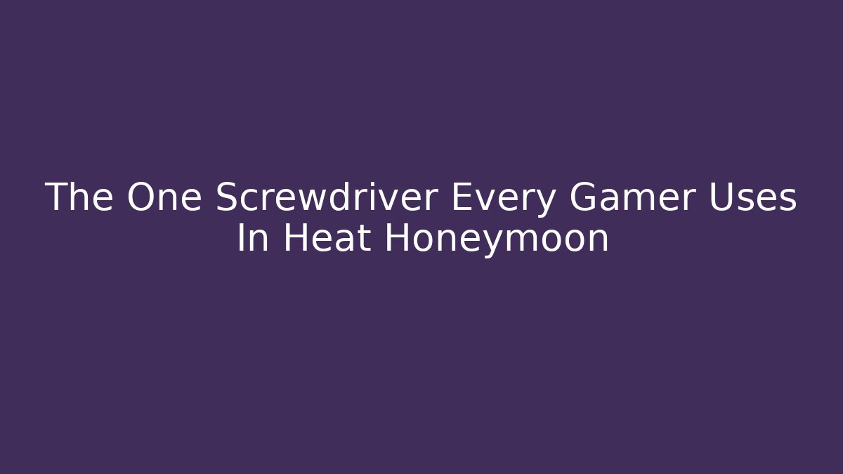 The One Screwdriver Every Gamer Uses In Heat Honeymoon
