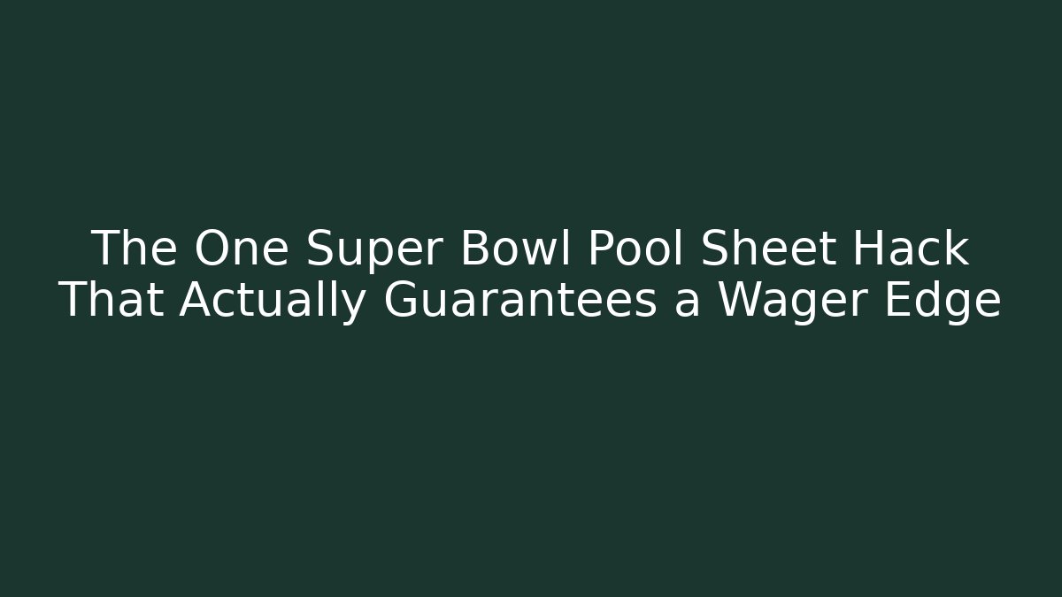 The One Super Bowl Pool Sheet Hack That Actually Guarantees a Wager Edge - Create More Assets