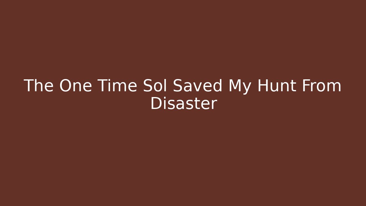 The One Time Sol Saved My Hunt From Disaster