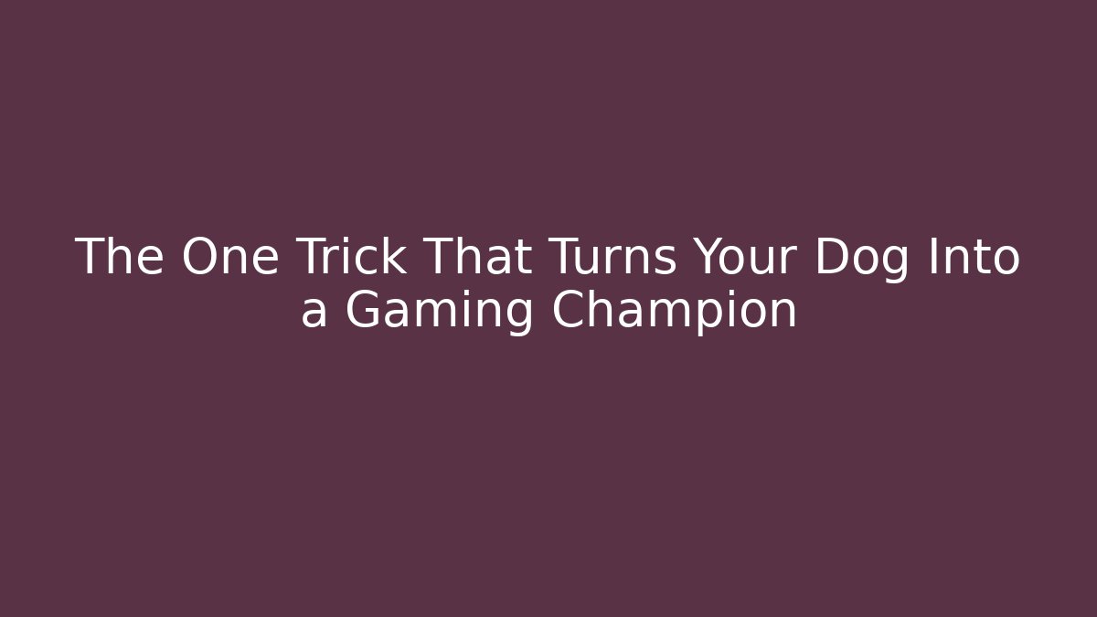 The One Trick That Turns Your Dog Into a Gaming Champion
