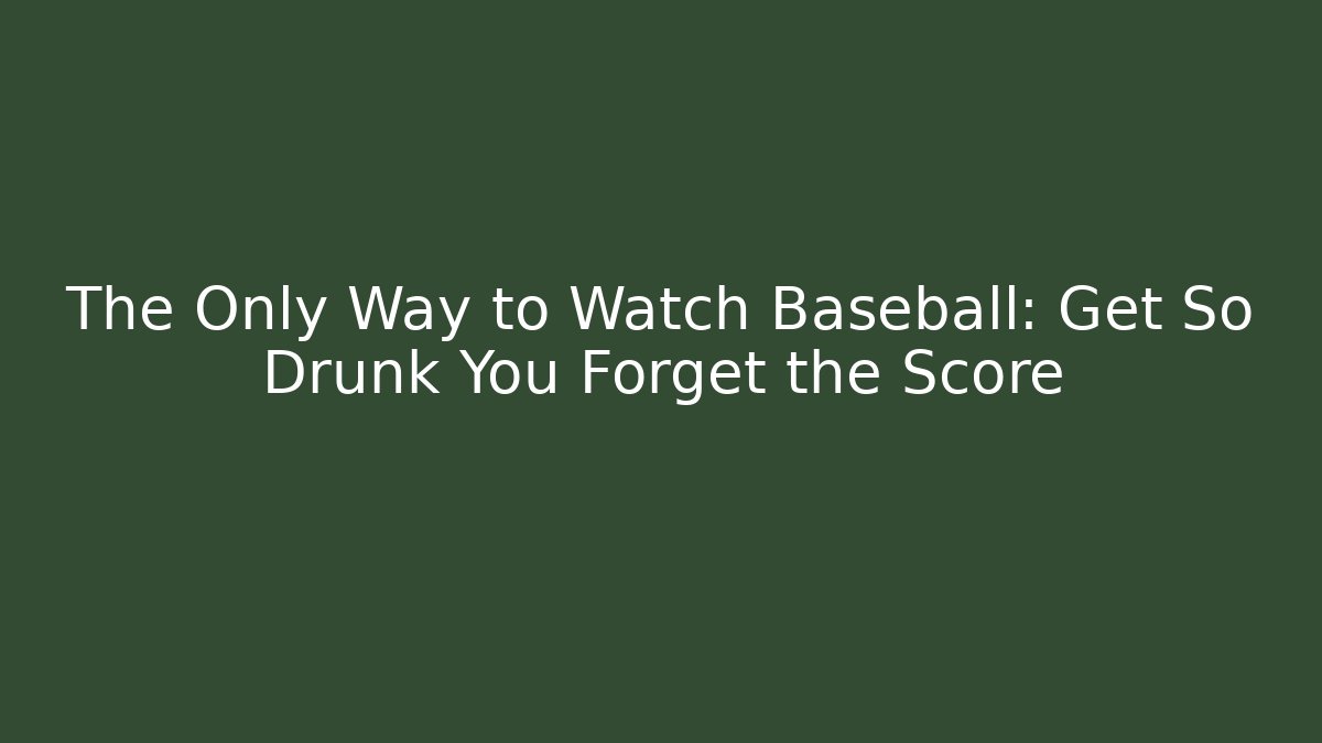 The Only Way to Watch Baseball: Get So Drunk You Forget the Score
