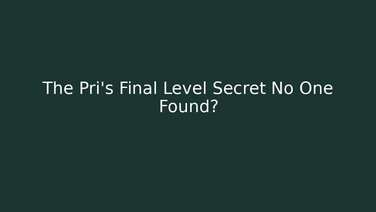 The Pri's Final Level Secret No One Found?
