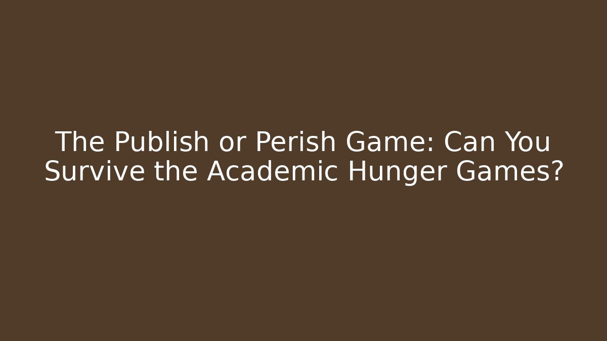 The Publish or Perish Game: Can You Survive the Academic Hunger Games?