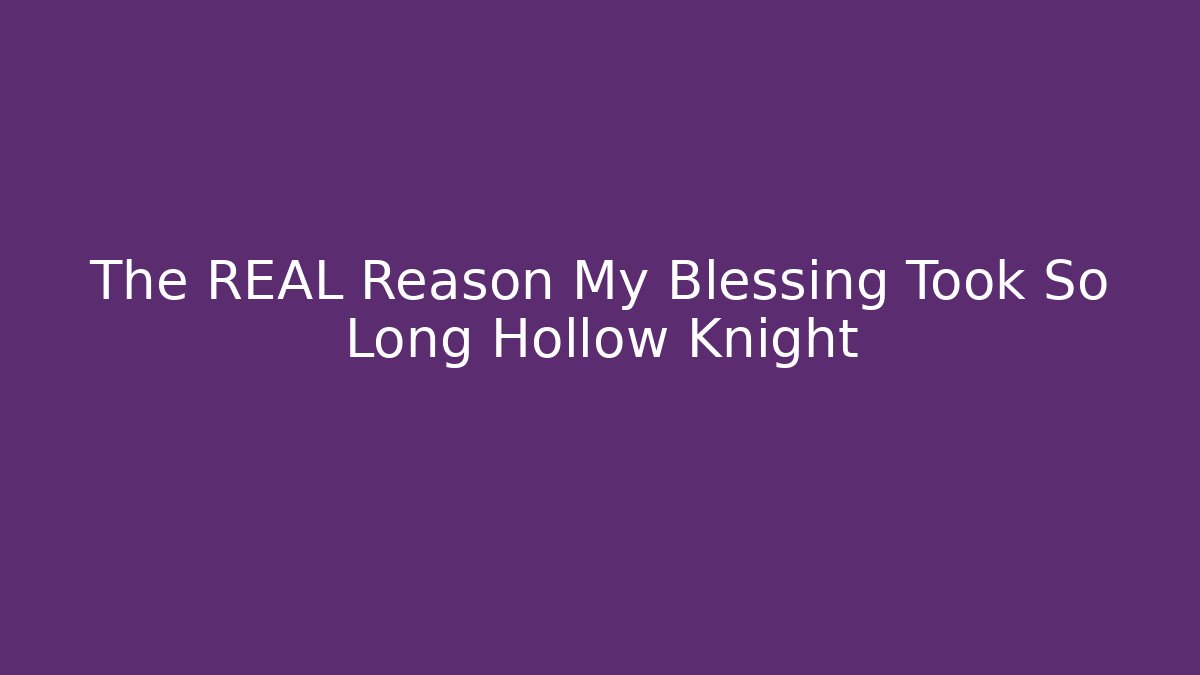 The REAL Reason My Blessing Took So Long Hollow Knight
