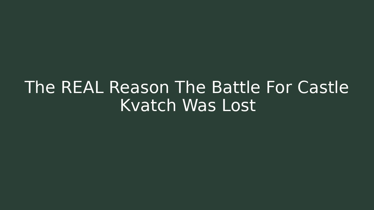 The REAL Reason The Battle For Castle Kvatch Was Lost