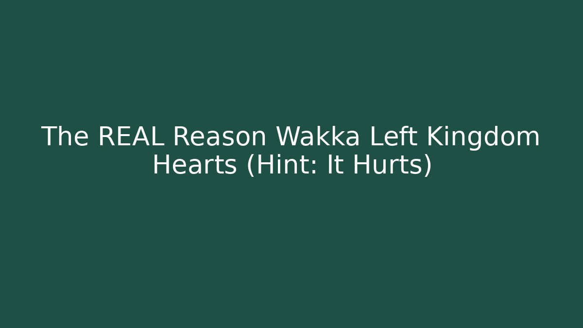 The REAL Reason Wakka Left Kingdom Hearts (Hint: It Hurts)