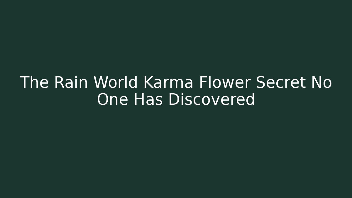 The Rain World Karma Flower Secret No One Has Discovered